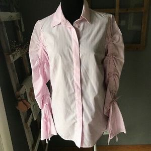 Button down pink and white stripe shirt